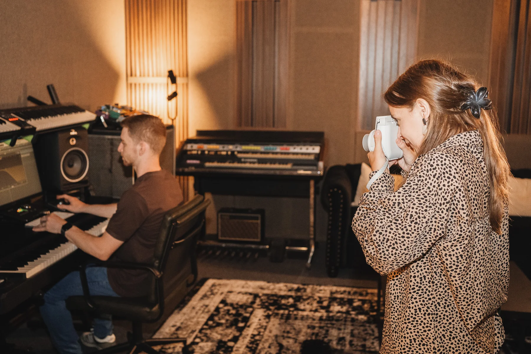 Ben and Sammiie working together in the studio